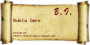 Bubla Imre névjegykártya